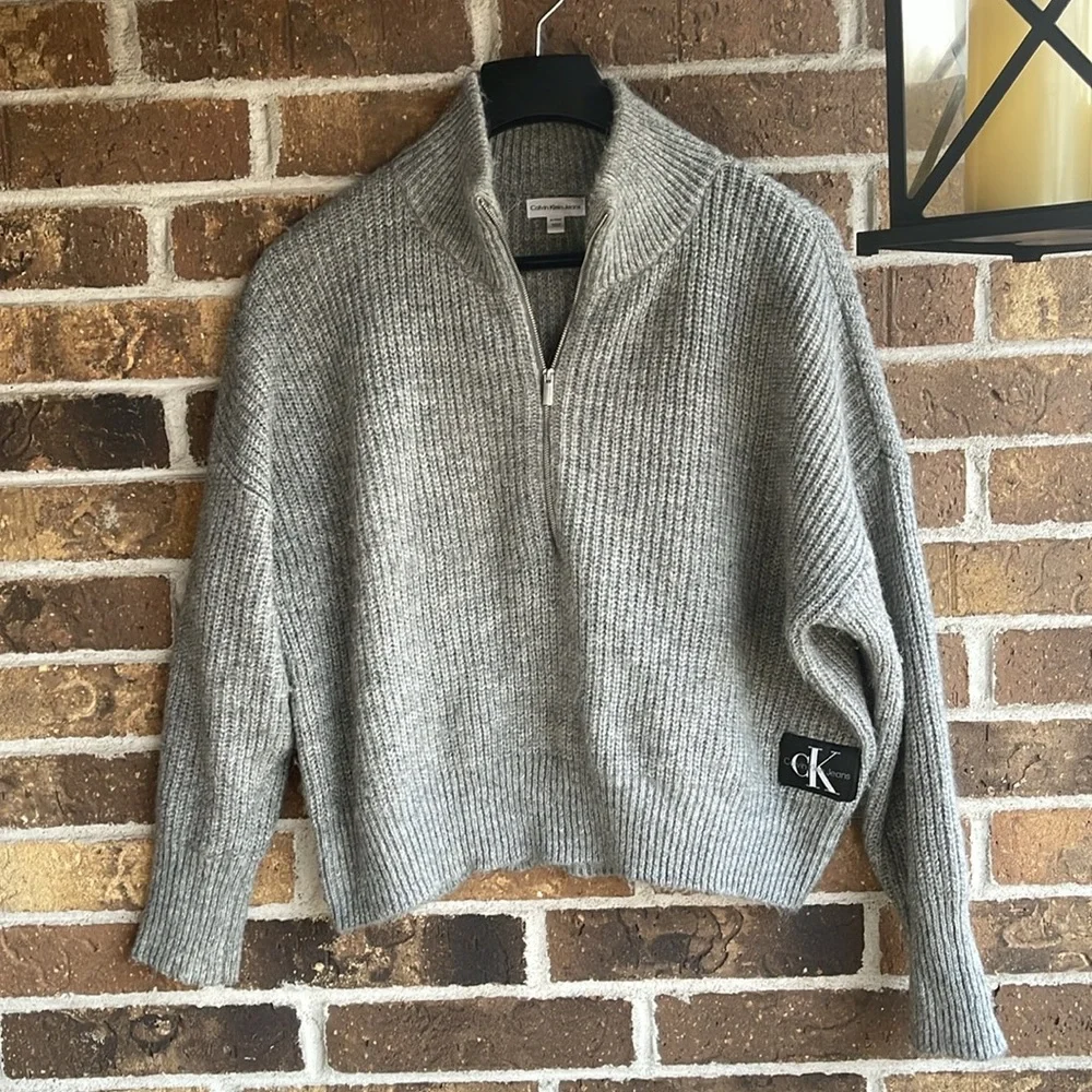 Calvin Klein Women's Mock Neck Logo Sweaters - Picture 2 of 9